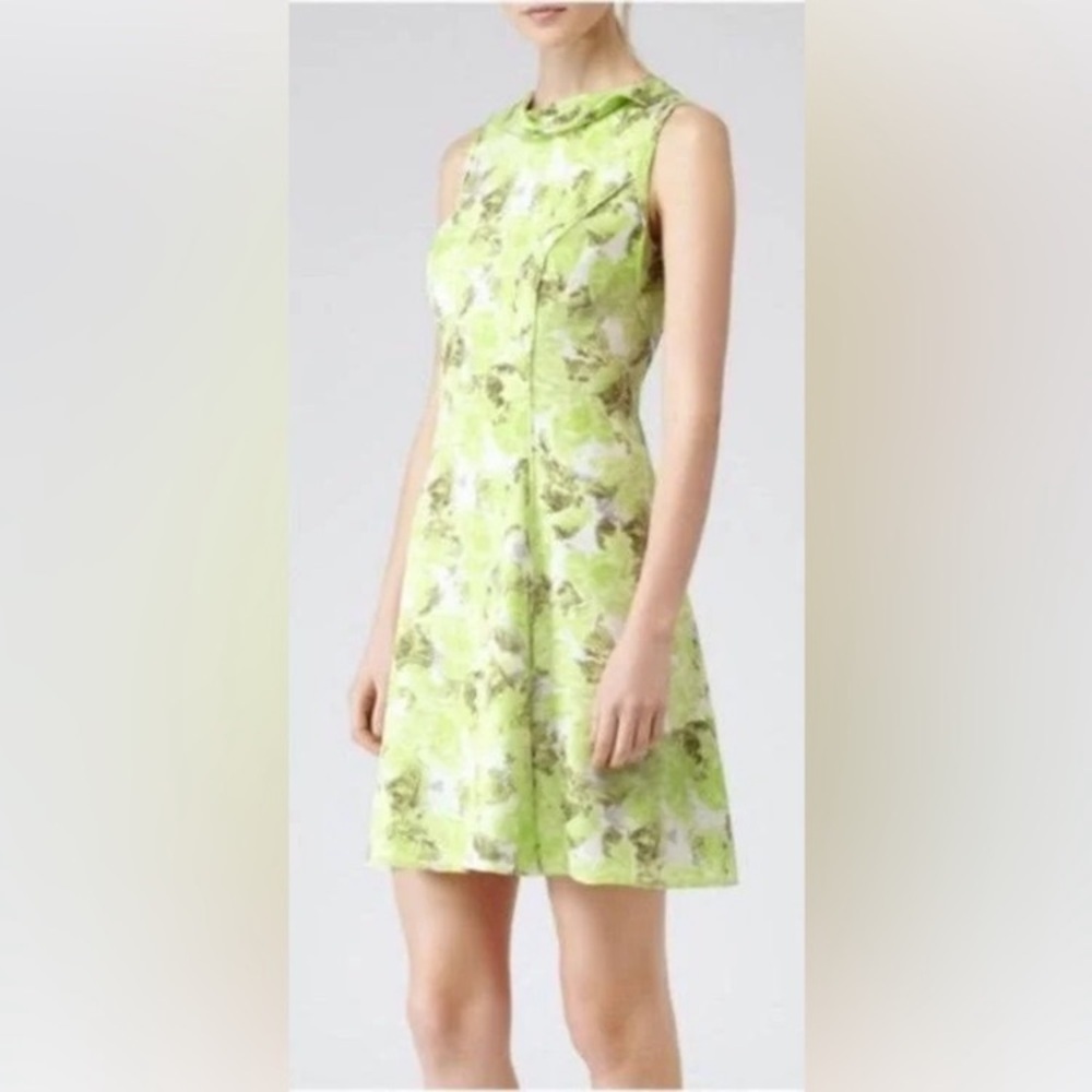 Reiss Montgomery Silk Spring Pastel Green Floral Dress